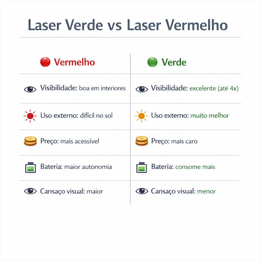 comparativo entre trena a laser ver ou vermelha detalhado
