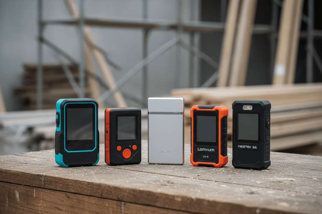 Trena a laser barata importadas da china em cima da bancada de obra